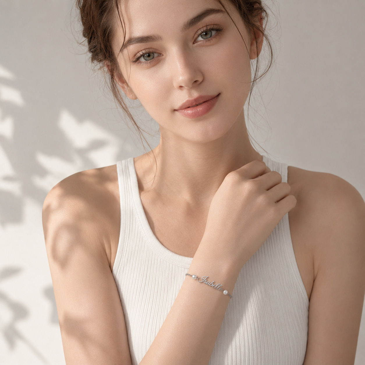 Lobster Clasp Silver - Gepersonaliseerde parelarmband met naam, sierlijke handschrift-sieraden,