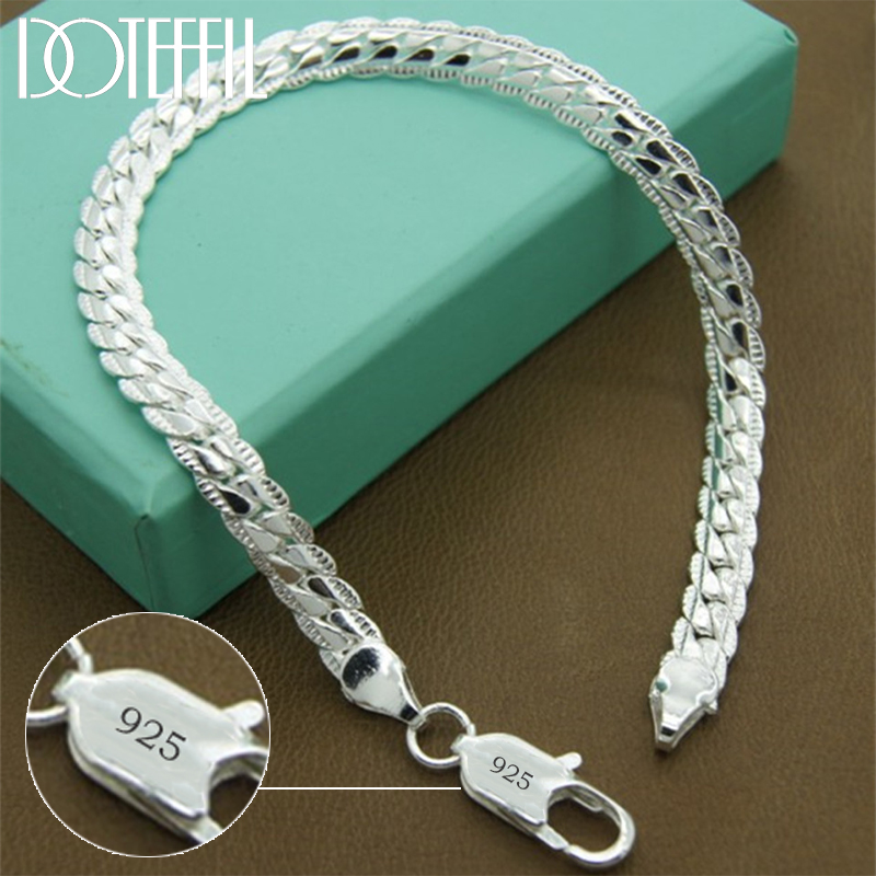 Lobster Clasp Silver - DOTEFFIL 925 Zilveren Armband 6mm 18/19/20
