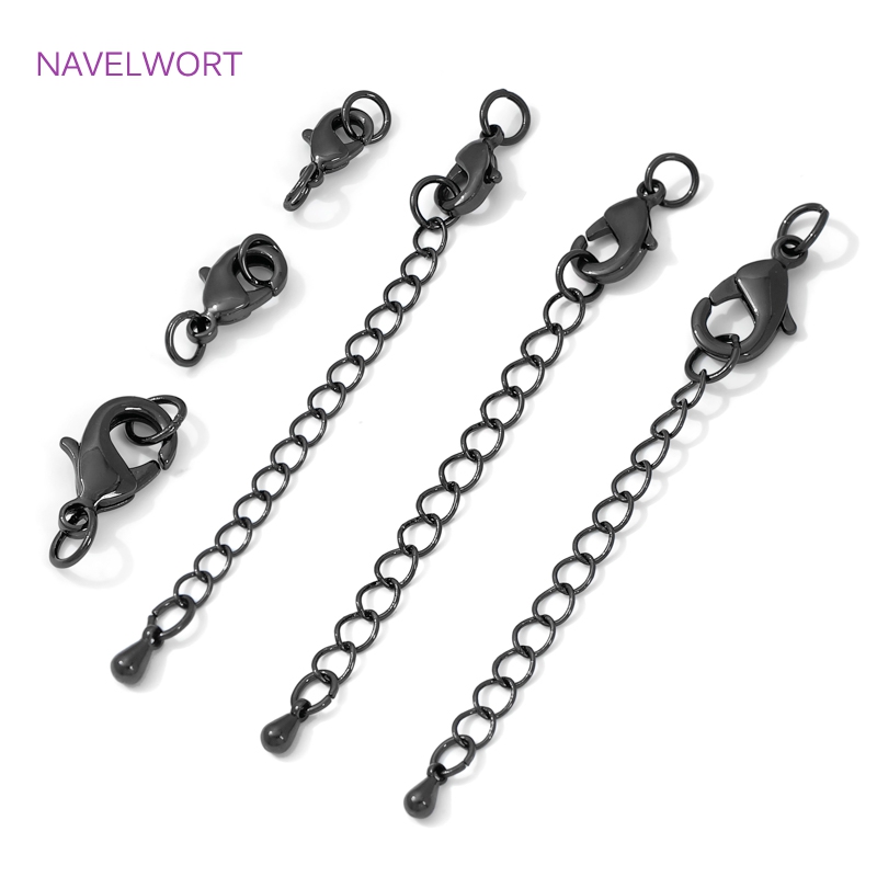 Jewelry Making Designs - Zwarte kleur messing karabijnsluiting en verlengketting,